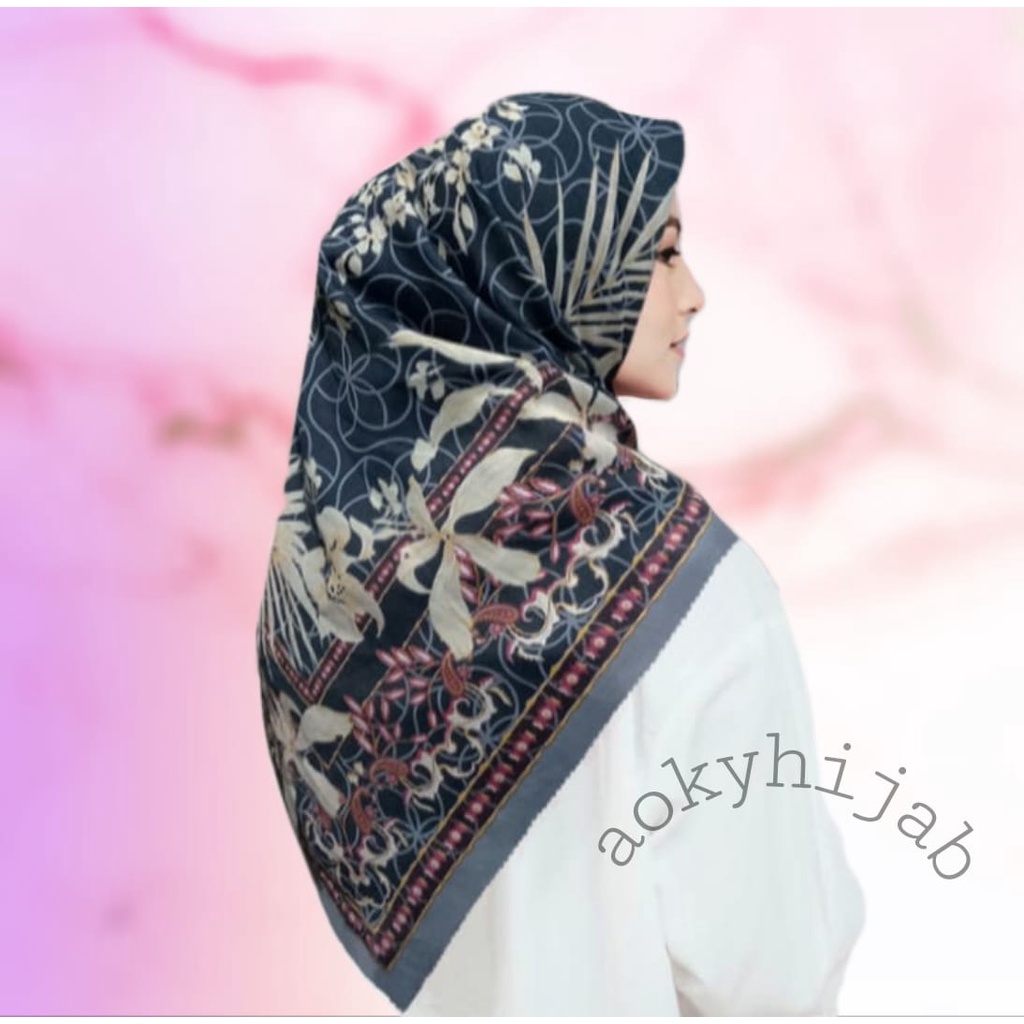 Promo !! Hijab  Segiempat Voal Motif Celline Series Kerudung Segiempat Motif Jilbab Voal