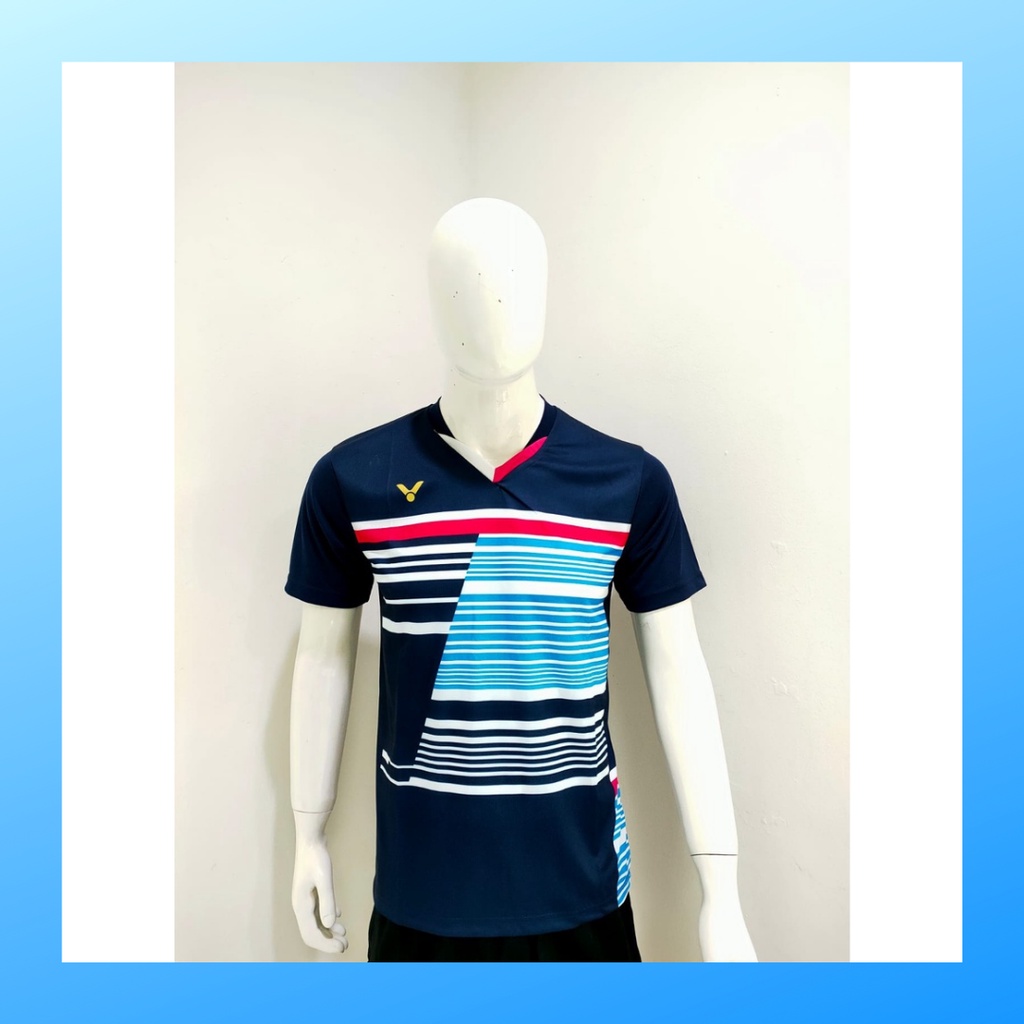 Kaos bulutangkis pria baju badminton atasan jersy wanita dewasa t-shirt outfit seragam kostum jersey olahraga casual suit pakaian jarsey oblong apparel sports jersi sudirman cup bulu tangkis V137 navy polos