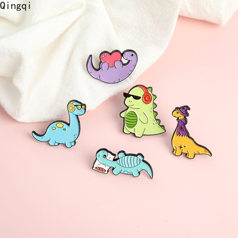 Bros Pin Enamel Bentuk Kartun Dinosaurus Untuk Anak