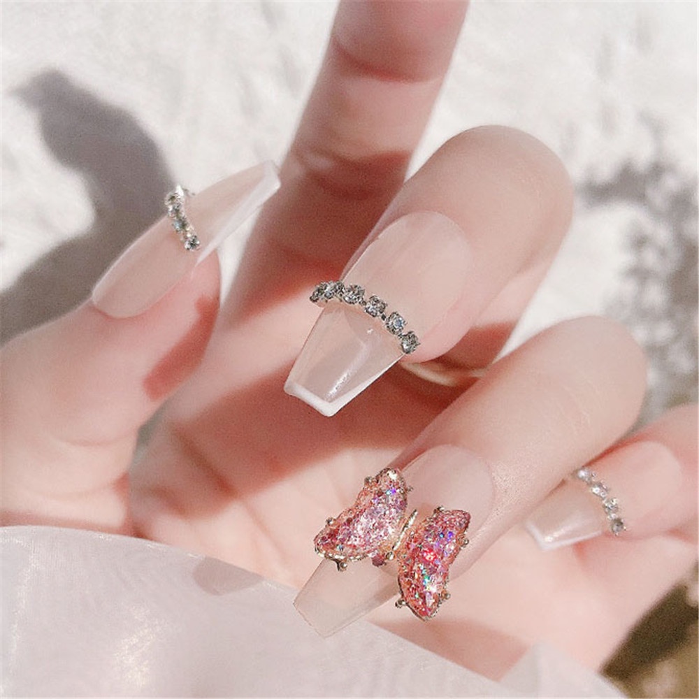 1pc Patch Kupu-Kupu Bahan Resin Aksen Kristal Warna-Warni Untuk Dekorasi Nail Art