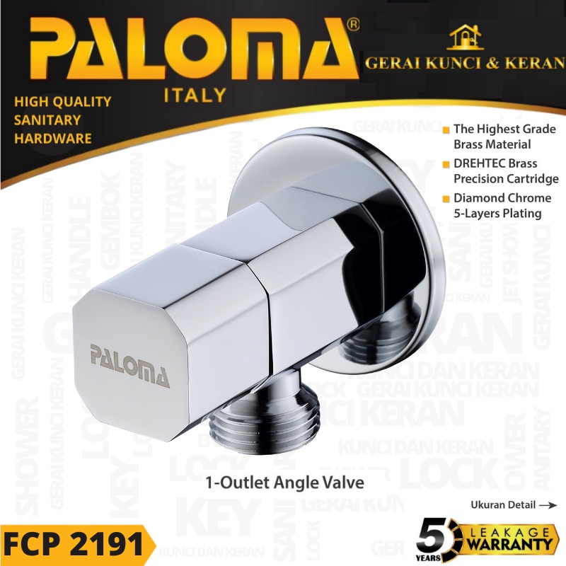 PALOMA FCP 2191 Keran Stop Toilet WC Jet Shower Valve Tembok Kran Air