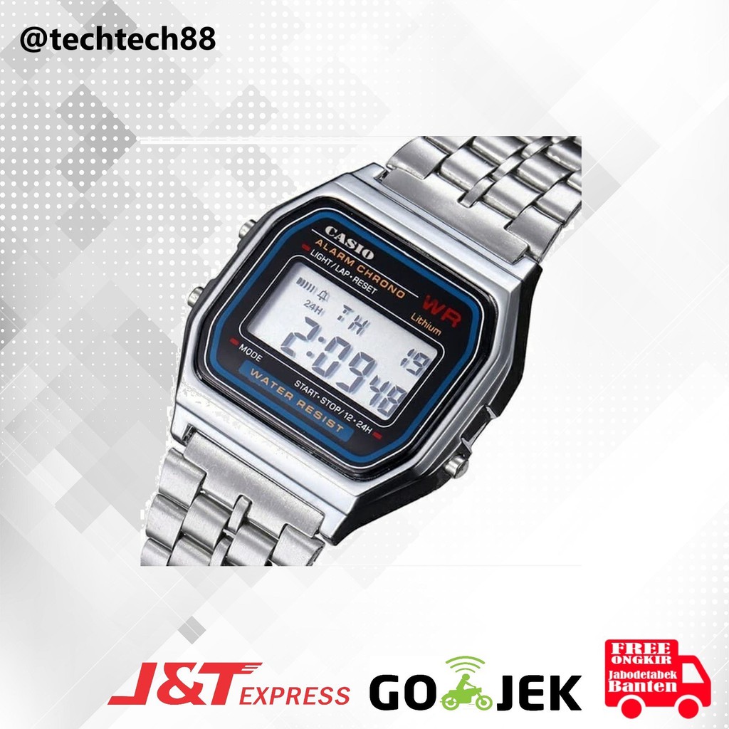 JAM TANGAN CASIO DIGITAL A159W / JAM CASIO TALI RANTAI STAINLESS