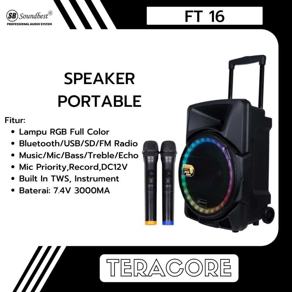 Soundbest FT16 FT 16 Speaker Portable 15 Inch Original Audio Speaker & Sound