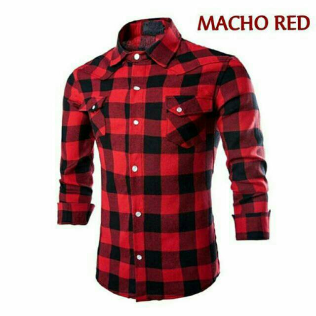 Kemeja Cowo Lengan Panjang Murmer Kado Untuk Pacar Atasan Motif Kotak Lengan Pajang Murmer o181