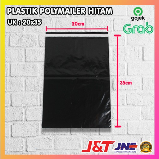 

PLASTIK PACKING OLSHOP PE POLYMAILER kantong kemasan amplop plastik 20X35 HITAM GLOSSY mewah