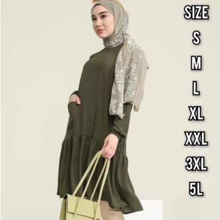 Gaby Tunik Size S M L XL 2XL 3XL 4XL | Tunik Polos Jumbo | Tunik Wanita Jumbo | Tunik Muslimah Bigsi