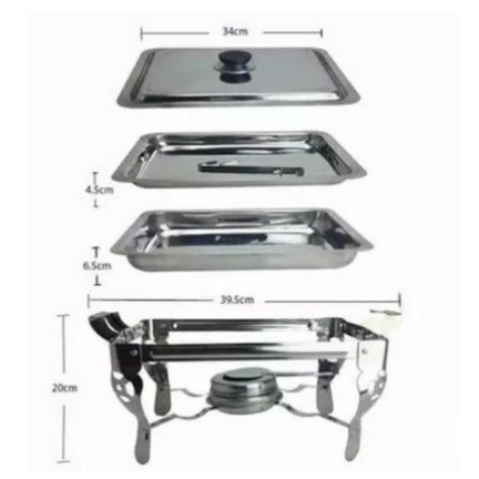 Warmer 2 Square Pan / Tempat Makan Prasmanan 1 Tutup Stainless steel/ Pemanas makanan / Wadah Prasmanan 8811