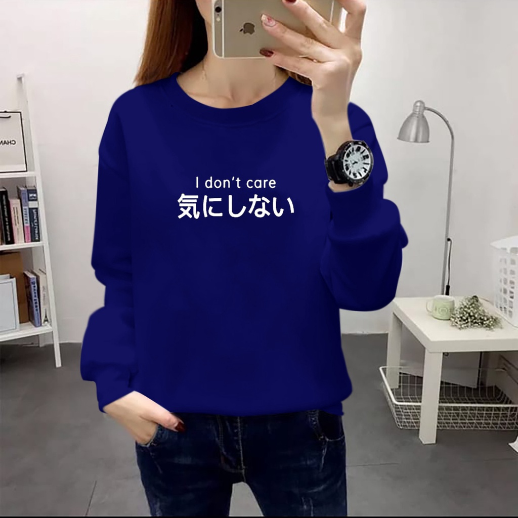 COLLECTION COOLS - ( BISA COD ) BAJU ATASAN I DON'T CARE KIPOT (S,M,L,XL,XXL) LENGAN PANJANG TERBARU-BAJU DISTRO CEWEK LENGAN PANJANG MASA KINI DAN TRENDY TERLARIS