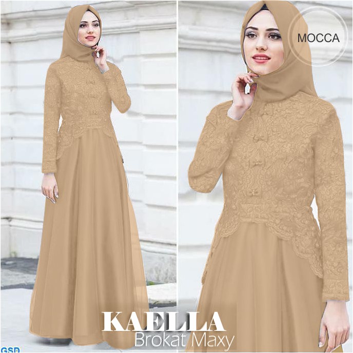 KAELLA DRESS  Bahan VELVET MIX BRUKATPakaian Wanita Gamis Panjang Terusan Gamis Wanita Dress Mulim T