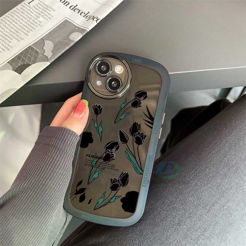 Casing TPU Redmi Note 11S 11 Pro 10C 10A 9C 9T 9A 10 5G 10S 9 8 Pro 7 Poco M3 X3 Pro NFC Motif Bunga Hitam