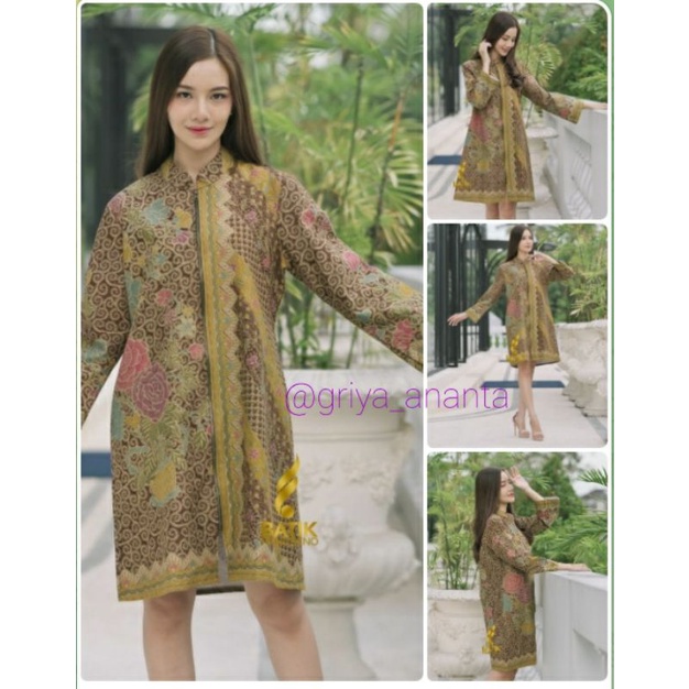 TUNIK BATIK MODERN ORI BATIK PRABUSENO ATASAN KERJA BATIK WANITA BAJU BATIK WANITA JUMBO BAHAN KATUN