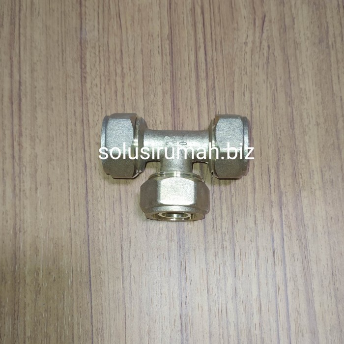 TEE UNION T 20 x 20 x 20 EQUAL 3/4 KUNINGAN U PIPA PEX air panas