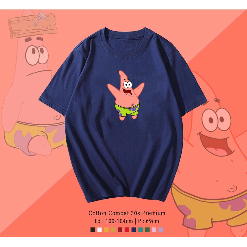 PATRICK HAPPY  / TERMURAH BAJU KAOS KATUN WANITA/ PRIA UNISEX LENGAN PENDEK / TUMBLR TEE /  OVERSIZE