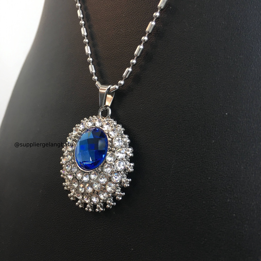 Kalung quantum pendant crown sapphire biru PREMIUM japanese technology