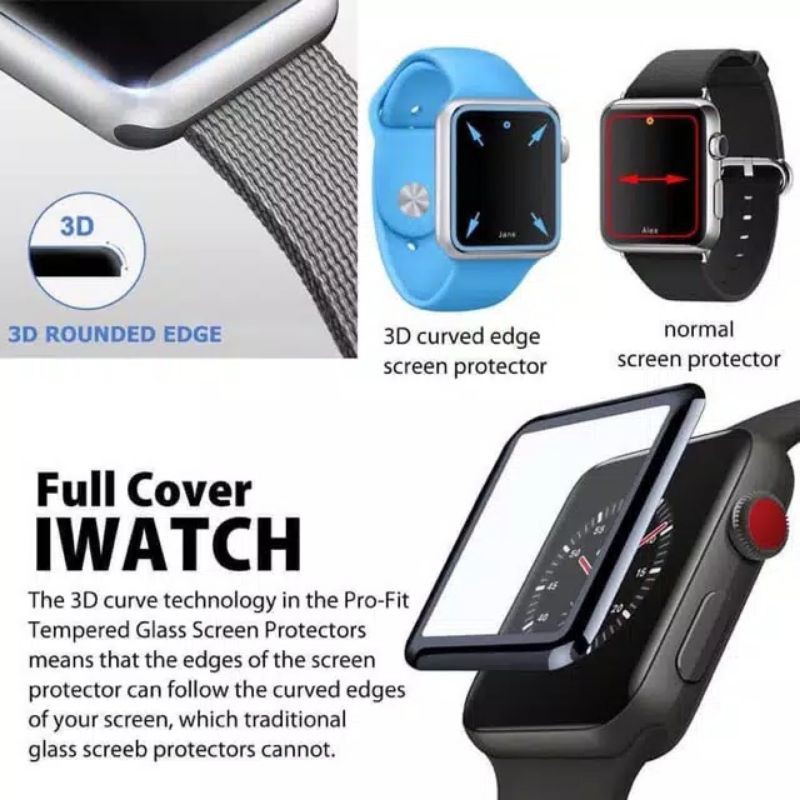 Tempered glass full cover Untuk watch series 1 2 3 4 5 6 7 SE apple watch screen