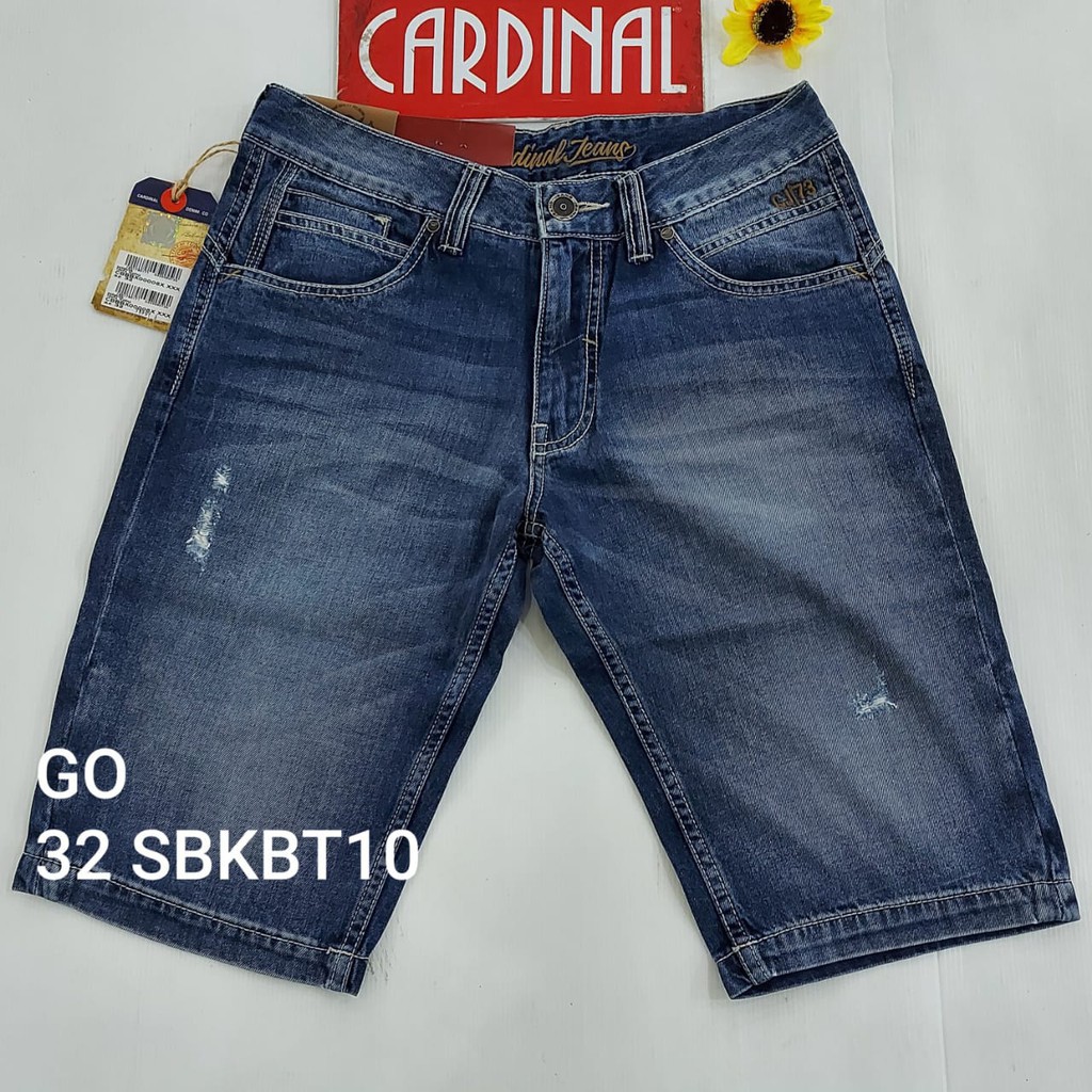 gos 32-S CARDINAL JEANS Celana Pria Celana Pendek Bermuda Casual Sobek Reguler Fit Slimfit Skinny