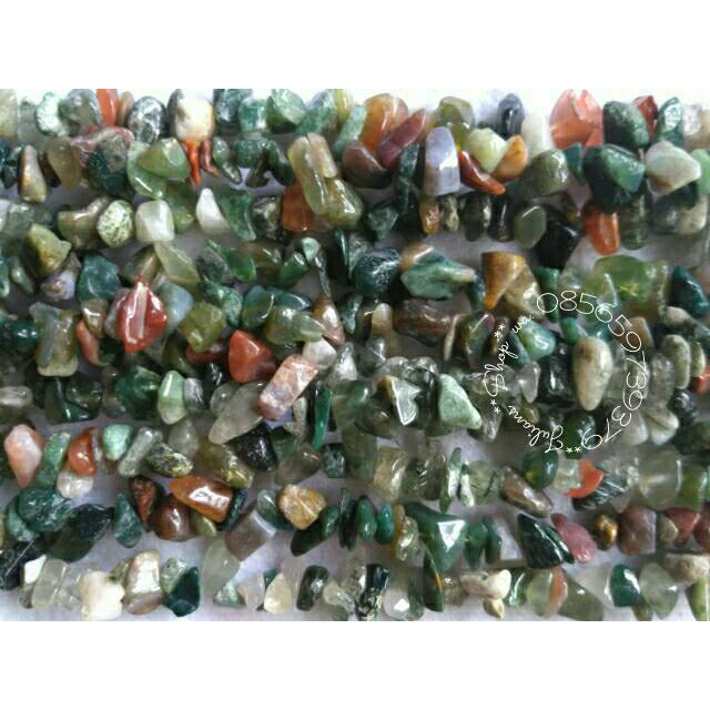 Manik Kerikil Batu Alam Natural Indian Badar Lumut Batu Pecah Bahan DIY Craft Kerajinan Tangan Meron