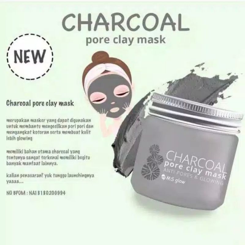 MASKER MS GLOW/CLAY MASK MS GLOW/CHARCOAL CLAY MASK/GREEN TEA CLAY MASK MS GLOW MASKER WAJAH