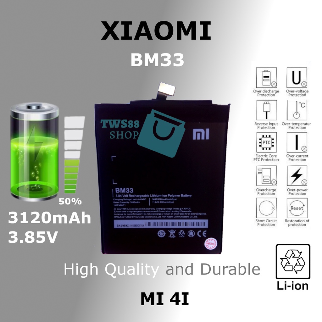 (TWS) Baterai Batre Battery Original Xiaomi Redmi Mi4i/ BM33