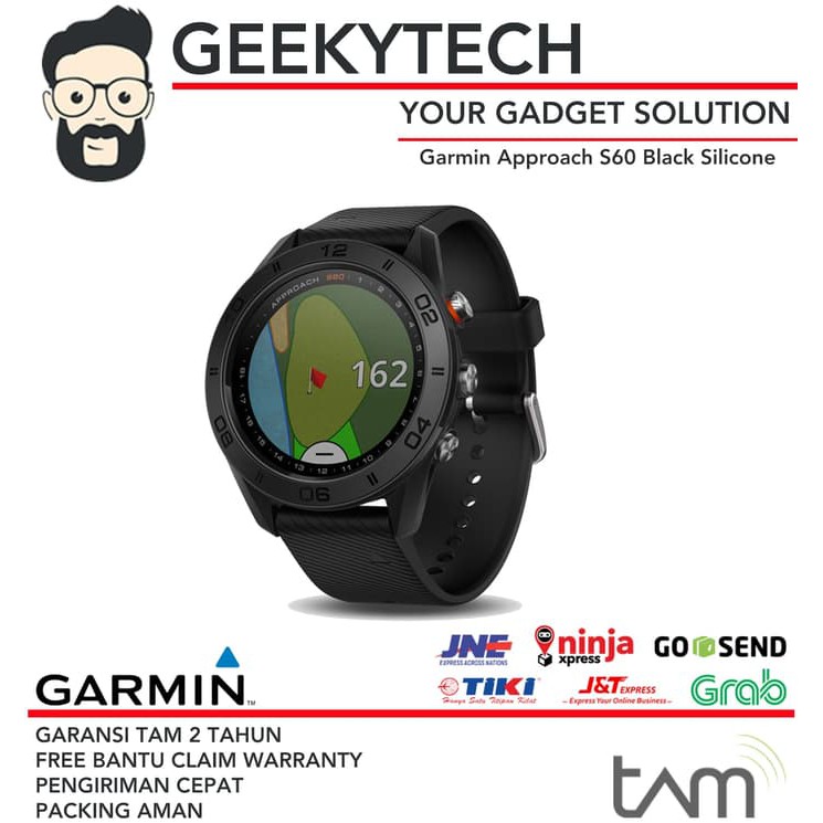 Garmin Approach S60 Golf Watch - Black Silicone - Garansi TAM