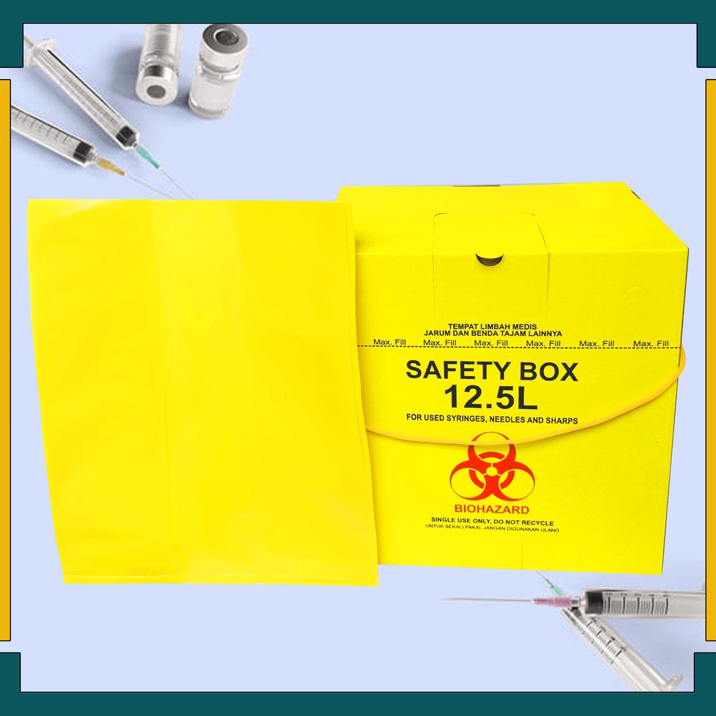 Jual Safety Box 12,5L / Box Limbah Jarum Suntik Indonesia