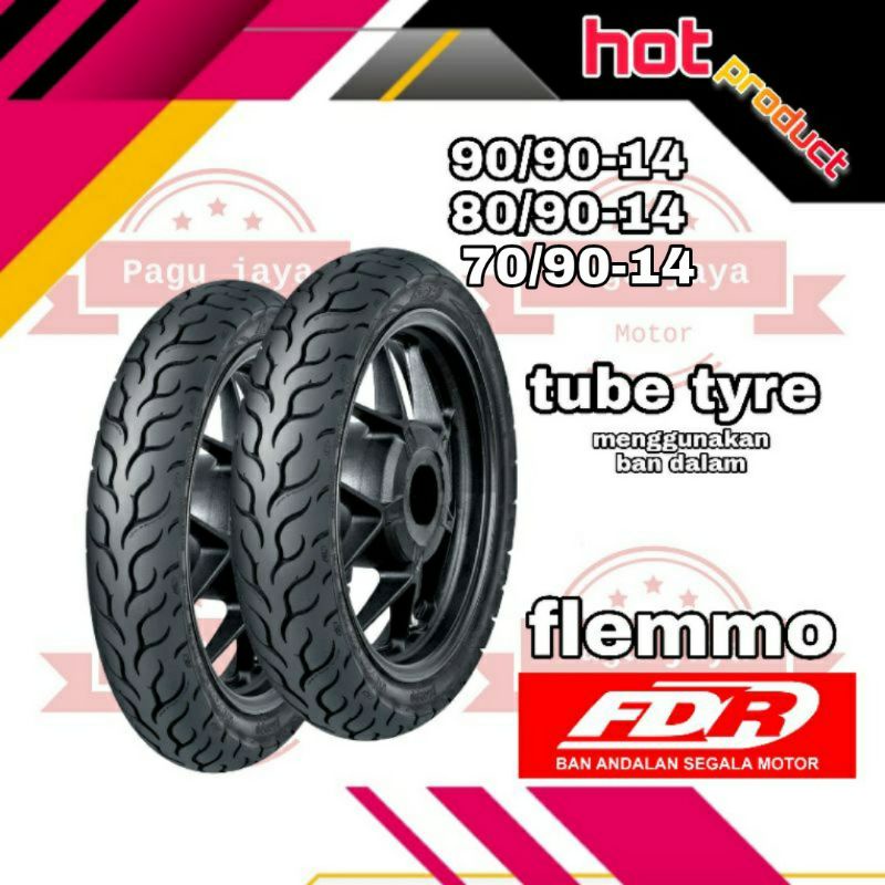 ban luar FDR FLEMMO ring 14 TT 90/90-14 80/90-14 tube tyre menggunakan ban dalam untuk motor vario scoopy beat spin skywave skydrive xeon xride mio sporty soul 125 soul fino semua matic depan belakang