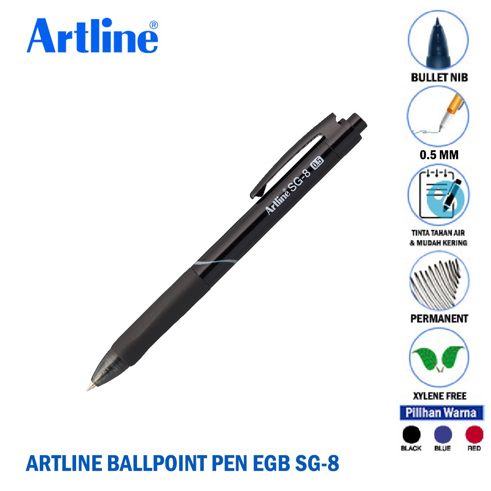 

Bolpoin / Pulpen Artline Retractable SG-8 0,5mm Per Pack