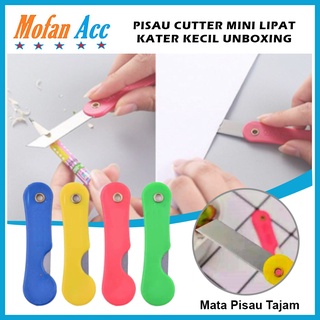 Pisau Cutter Lipat Mini / Foldable Knife / Alat Bantu Potong Kertas Plastik Perlengkapan ATK Sekolah Kater Kecil Untuk Unboxing Paket