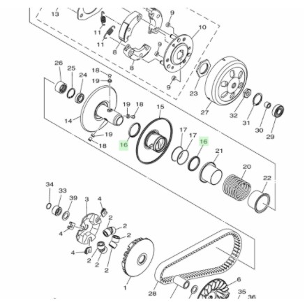 SIL SEAL SECONDARY PULY PULI PULLY CVT SOUL GT 125 FINO XRIDE 125 FREE GO FAZZIO ORIGINAL YGP 2PH-E7465-00