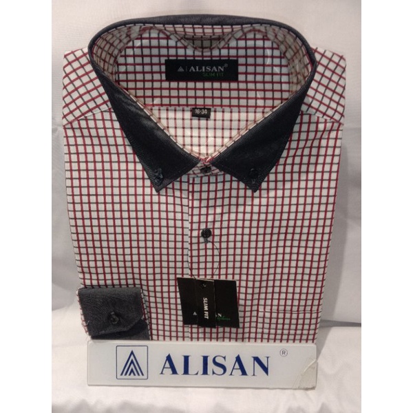 Kemeja Motif kotak-kotak ALISAN Lengan panjang