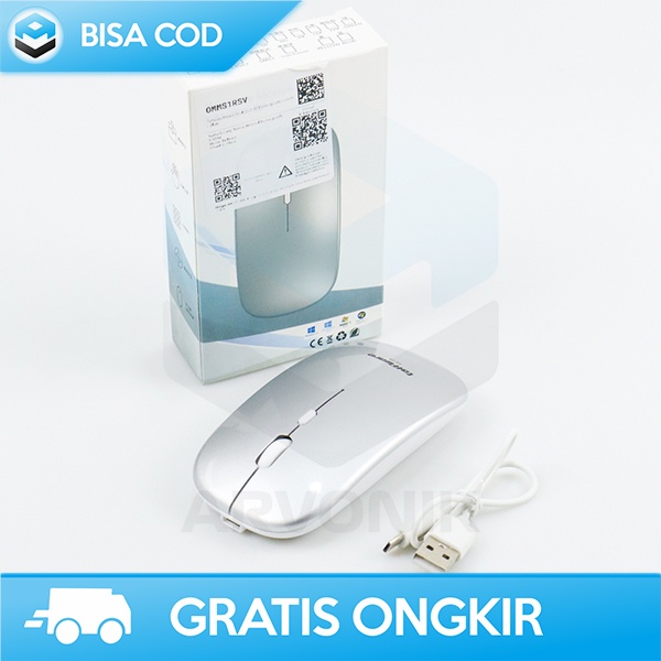 WIRELESS MOUSE 2.4G TAFFWARE DESAIN ELEGAN METALIC USB RECHARGEABLE