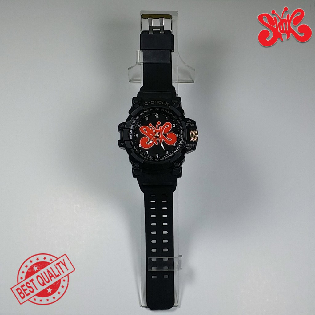 (BEST QUALITY) JAM SLANK {LOGO MERAH} FULL BLACK