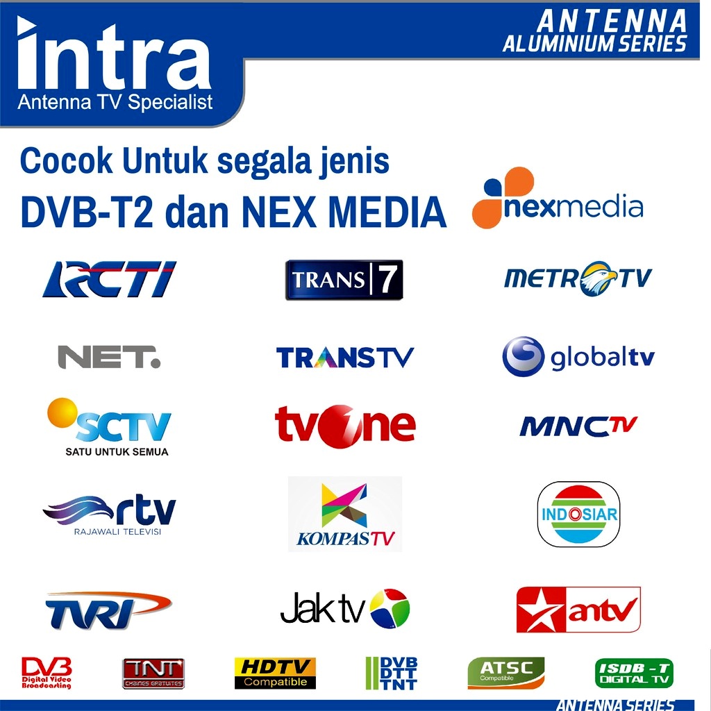 Antena TV Luar Digital INTRA INT-005 Free Kabel 13 Meter Original