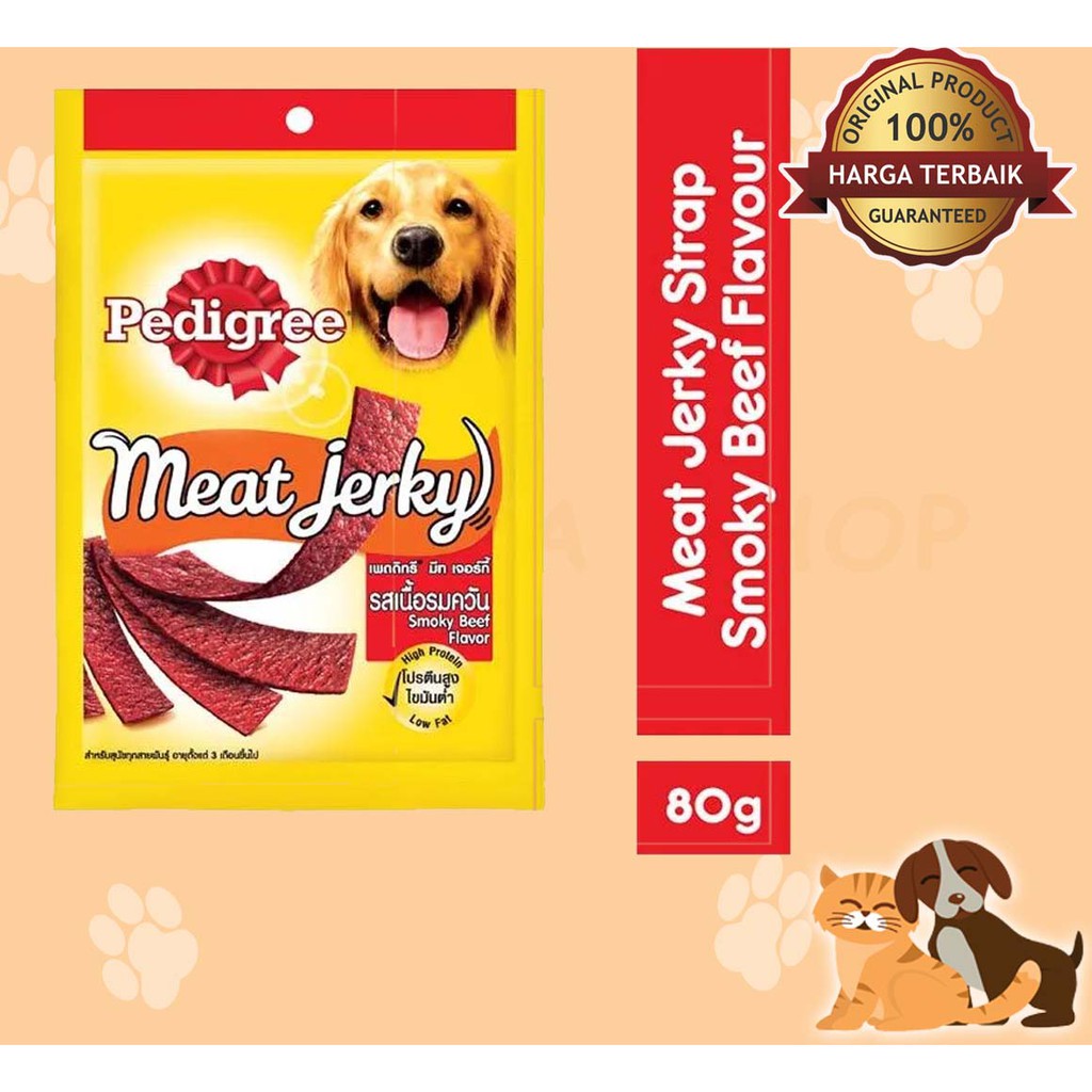 PEDIGREE MEAT JERKY SMOEKY BEEF PIPIH 80GR - SNACK ANJING