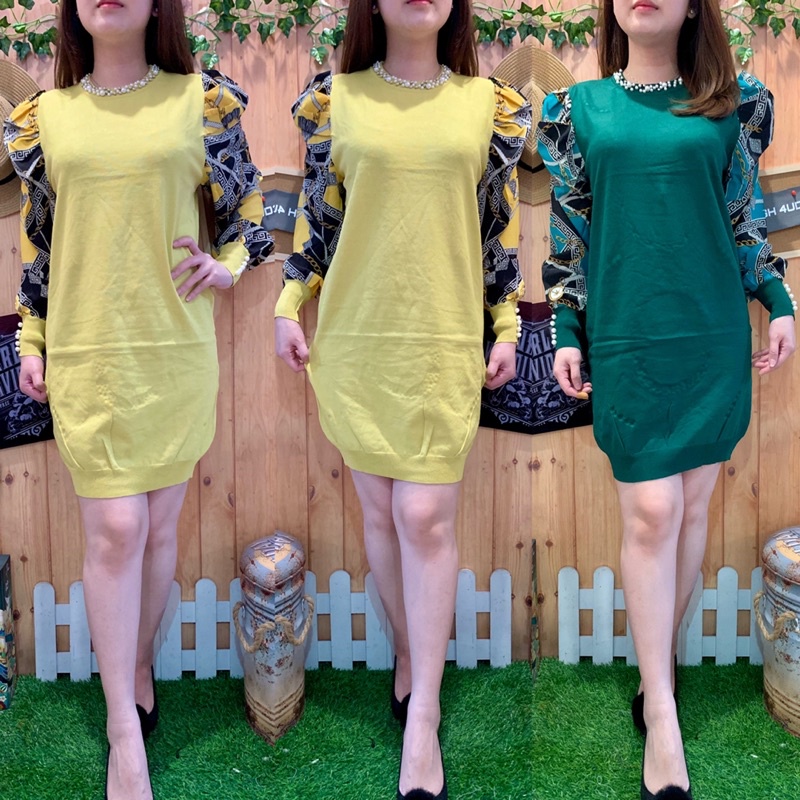 DRESS TUNIC HERME PUFFY RAJUT IMPORT #G0011