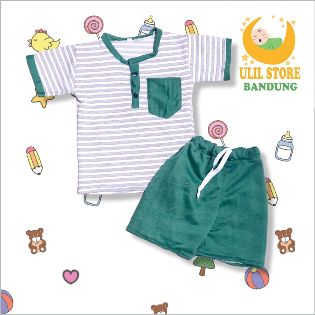 SETELAN BAJU ANAK UNISEX SETELAN BAJU PENDEK KIANO SALUR 0-4 TAHUN