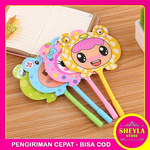 Pena Kipas Karakter Princess Lucu Unik / Pulpen Alat Tulis Motif Karakter Princes Frog Import TV-50