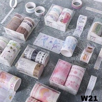 7pcs set Washi Tape Japan Masking tape Selotip Warna warni 7pcs set Washi Tape Japan Masking tape Selotip Warna warni