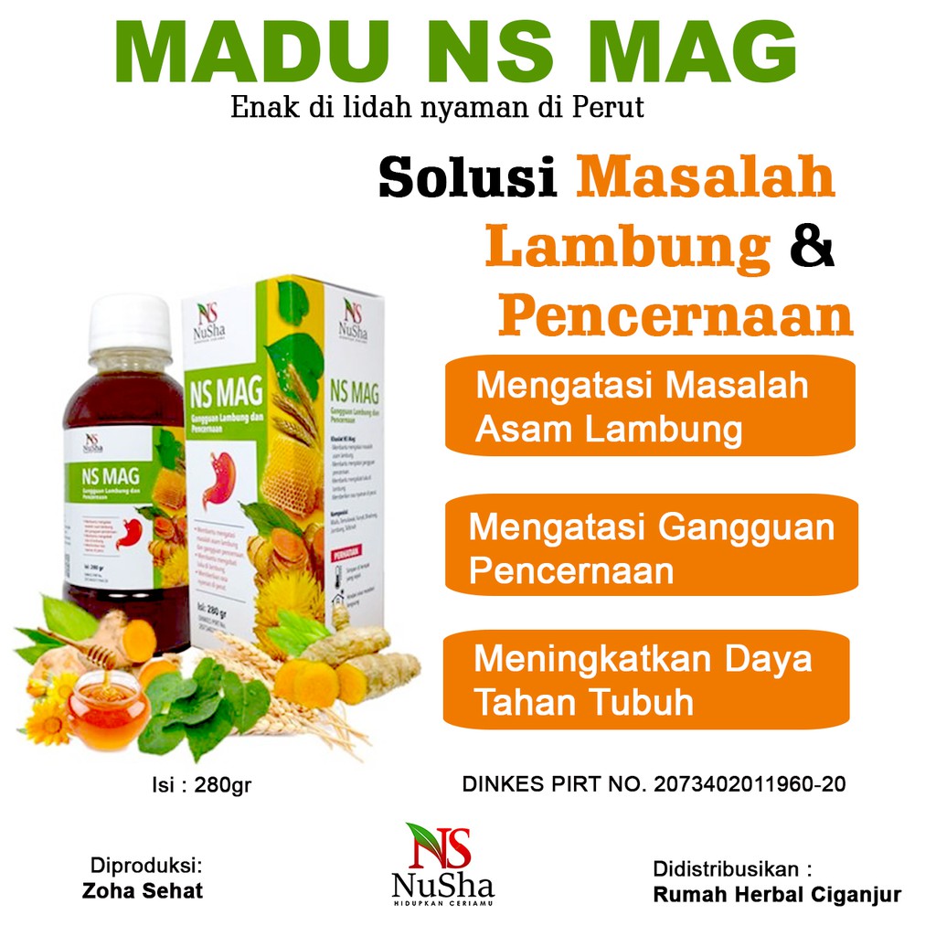 Madu Maag NS MAG  (6 in 1) Mengobati Sakit Maag Asam Lambung Gerd Mual Kembung 280 gr