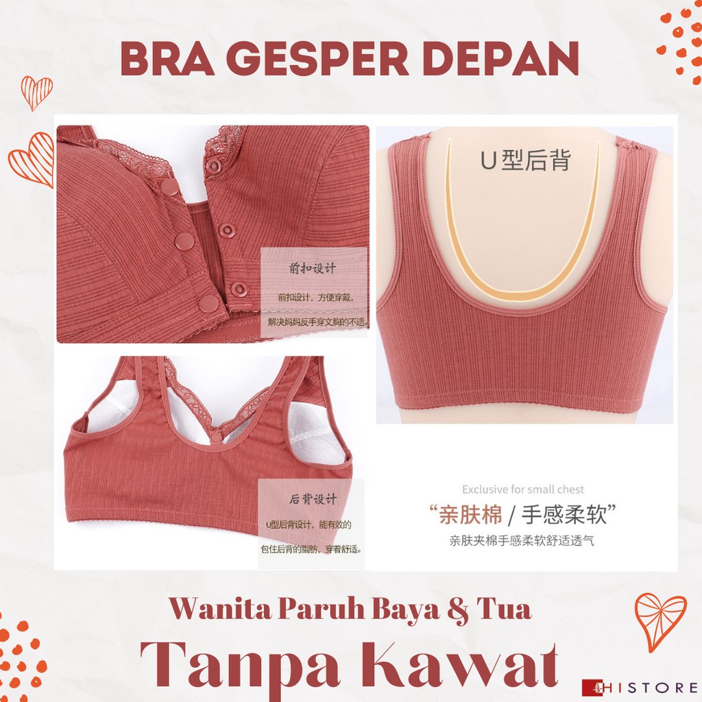 [HI] Bra Seamless Push Up Nirkabel Gesper Depan 2084 Wanita Paruh Baya dan Tua