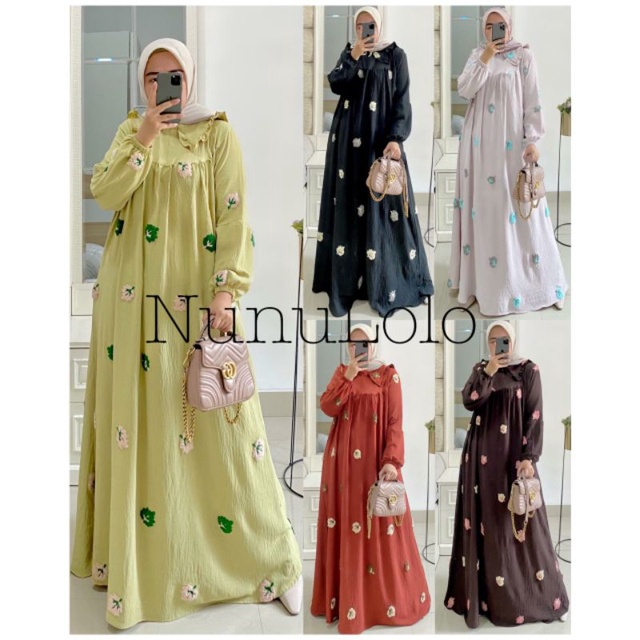 ataya dress by nunulolo gamis crinkle cey airflow gamis terbaru maxi dress gamis kondangan gamis pes