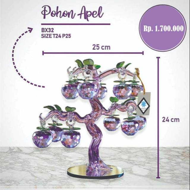Pohon apel kristal ungu / Pajangan Rumah/ Dekorasi rumah