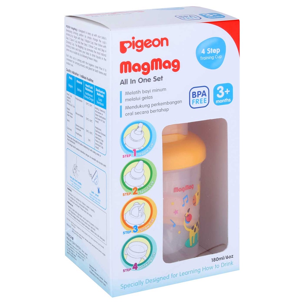 Pigeon Mag Mag All in One Set Training Cup 180ml Botol Minum Bayi Magmag Baby 3m+