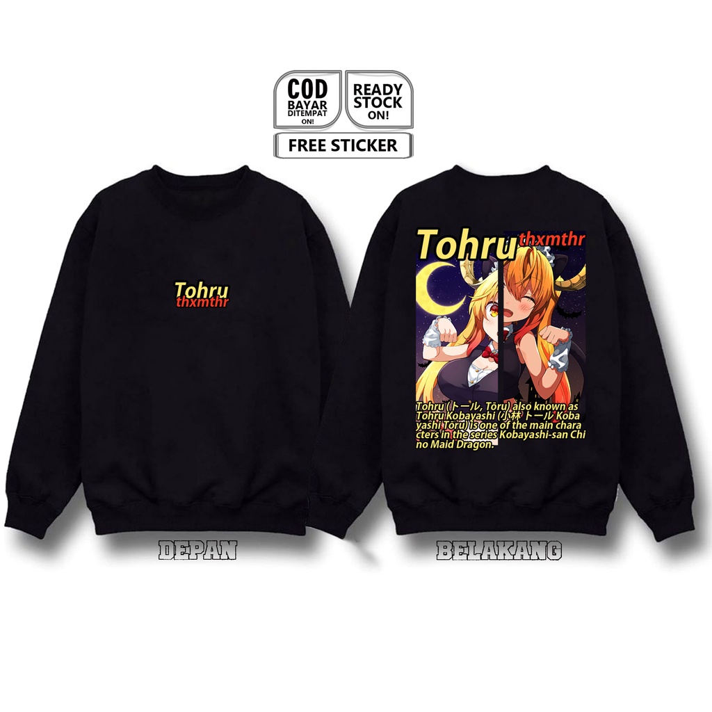 SWEATER TOHRU KOBAYASHI SAN CHI NO MAID DRAGON WAIFU ANIME MANGA DAMOCLES ELMA KANNA KAMUI TAKIYA MAKOTO LUCOA FAFNIR ILULU BANDIT GIRL QUETZALCOAT KOBAYASHI BAJU JEPANG COSPLAY JAPAN CULTURE WIBU OTAKU SIGN CLOTH