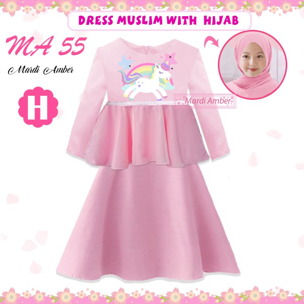 Dress Anak Muslim with Hijab Mardi Amber MA 55 C,E,H