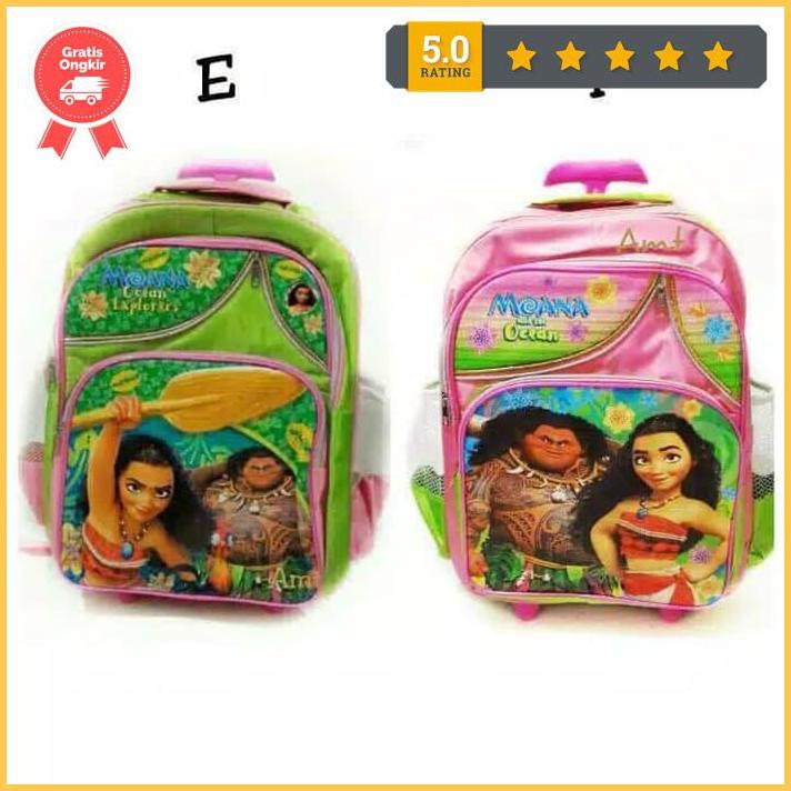 Tas Troli Anak Sekolah Trolley Roda Dorong Ransel Sd Disney Moana Jntna8900