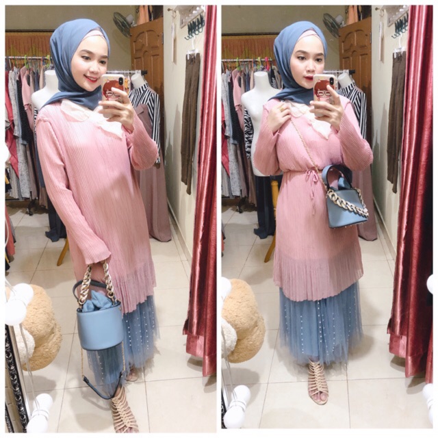 Dress plisket pita import bangkok