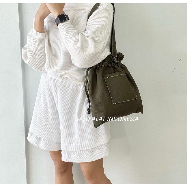 SATU ALAT JAKARTA - 0.2 VINTAGE 100% TEBAL CANVAS PREMIUM ASLI TAS CLASSIC TOTE BAG KANVAS X8852-3