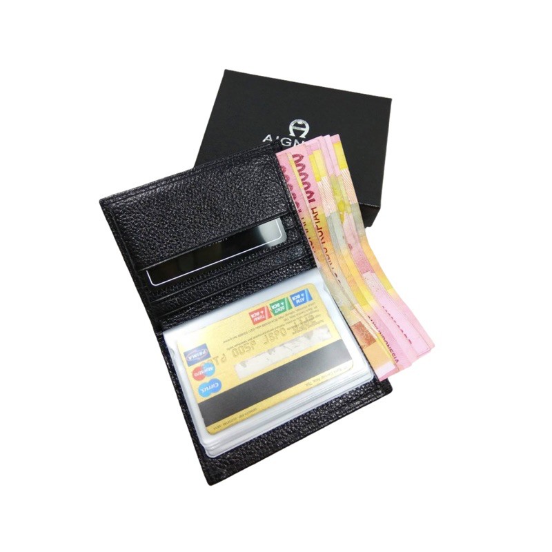 EKSKLUSIF Card Holder / Dompet Kartu dengan slot uang Kulit sapi Asli