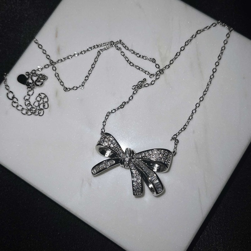 [Ready Stock]Female Fairy Bow Necklace Butterfly Rings Set Light Luxury